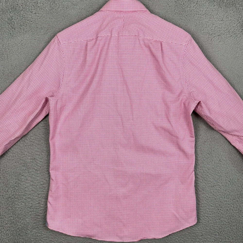 Charles Tyrwhitt Shirt Mens 15.5-34 Non-Iron Slim Fit Pink Micro-Check Dress EUC